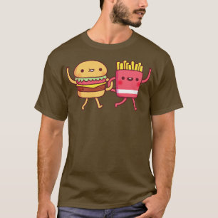Schattigee burger en frietjes linking armen bestit t-shirt