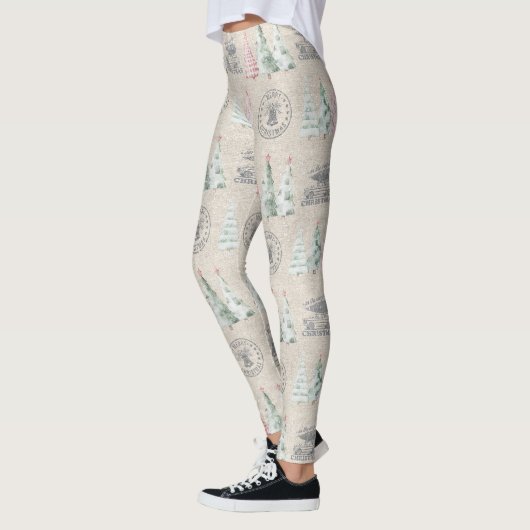 Schattigee Burlap Stamp Christmas Tree Pattern Leggings (Links)