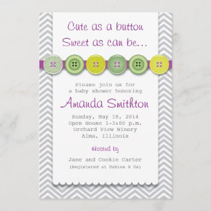 Schattigee Button Baby shower uitnodiging