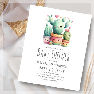 Schattigee Cactus Baby shower Budget Uitnodiging