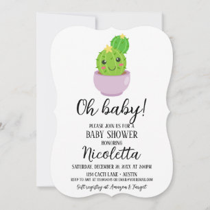 Schattigee Cactus Baby shower Succulent Plant Uitn Kaart