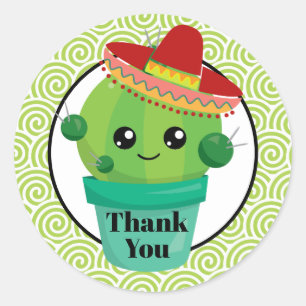 Schattigee Cactus in een Sombrero Dank u Ronde Sticker