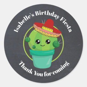 Schattigee Cactus in een Sombrero Verjaardag Dank Ronde Sticker