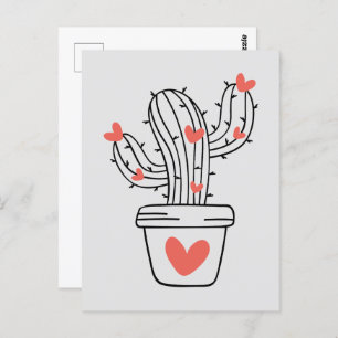 Schattigee cactus met harten in het groen briefkaart