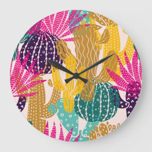 Schattigee Cactus  naadloze illustratie. Grote Klok