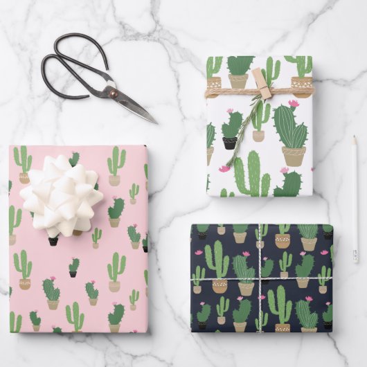Schattigee Cactus Summer Blush Wrapping Paper Shee (Voorkant)