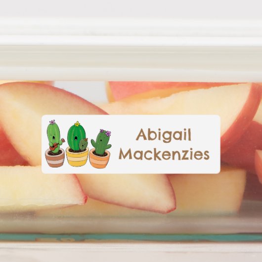 Schattigee cactus trio zingen cartoon gepersonalis labels (Aangebracht)