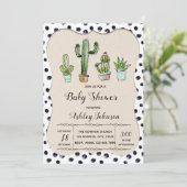 Schattigee Cactus verjaardagsfeestuitnodiging Kaart (Staand voorkant)