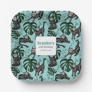 Schattigee Calavera Cats Kids Verjaardagsfeestarti Papieren Bordje