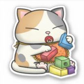 Schattigee Calico Cat Baby Sticker (Voorkant)