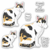 Schattigee Calico Cat Sticker Set (Voorkant)