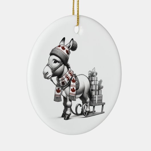 Schattigee Canadese Kerstezel Keramisch Ornament (Rechts)