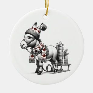 Schattigee Canadese Kerstezel Keramisch Ornament