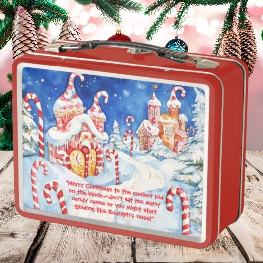 Schattigee Candy Cane Kinder Photo Metal Lunchbox