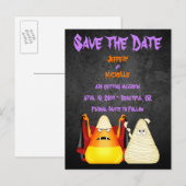 Schattigee Candy Corn Halloween Wedding Save the D Aankondigingskaart (Voorkant / Achterkant)