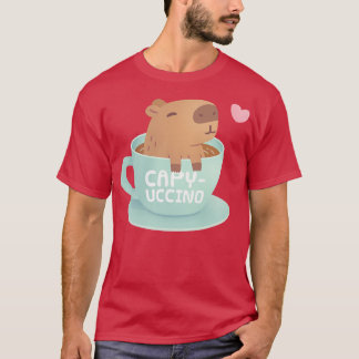 Schattigee capibara in beker capyuccino pun Humor T-shirt