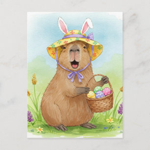 Schattigee Capibara met Paaseieren Briefkaart