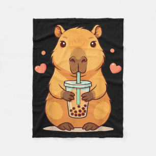 Schattigee Capybara Boba Tea Bubble Knaagdier Vrou Fleece Deken