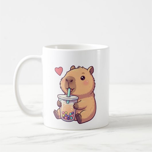 Schattigee Capybara Boba Tea Bubble voor Meisje Koffiemok (Links)