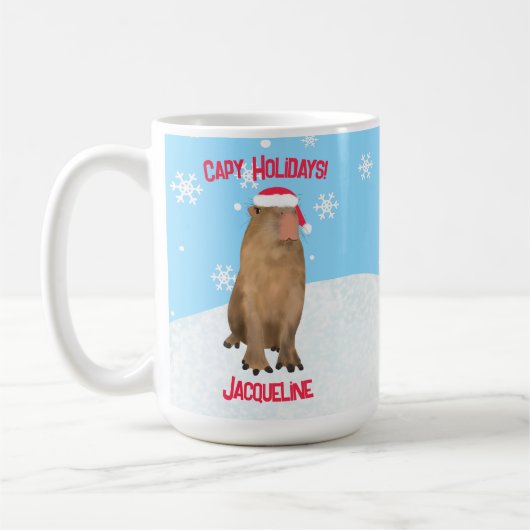Schattigee Capybara Capy Feestdagen Pun Christmas Koffiemok (Links)