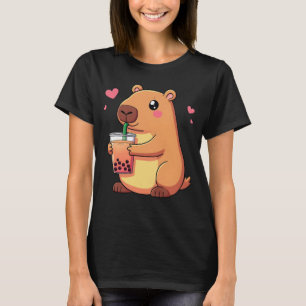 Schattigee Capybara Drink Boba Bubble Tea Vrouwen T-shirt