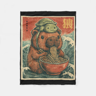 Schattigee Capybara en schildpad rugzak Ramen Kawa Fleece Deken