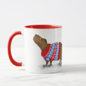 Schattigee capybara in een kerst jumper mok (Links)