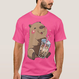 Schattigee Capybara Kawaii Anime Drink Bubble Tea T-shirt