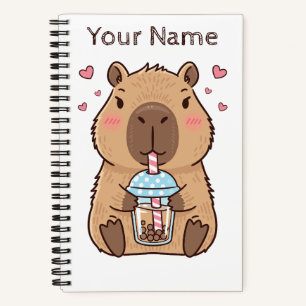 Schattigee Capybara Sipping Boba Tea Notitieboek