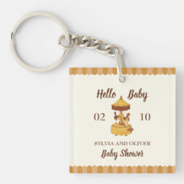 Schattigee carrousel genderneutraal baby shower gu sleutelhanger