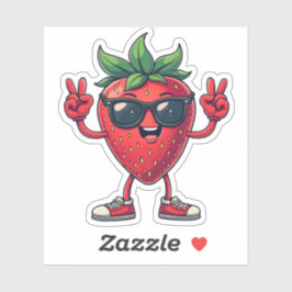 Schattigee Cartoon Aardbei Fun Aardbei met Sungla Sticker