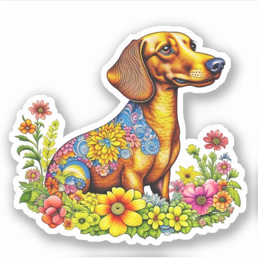 Schattigee Cartoon AI Dachshund Dog Sticker (Voorkant)
