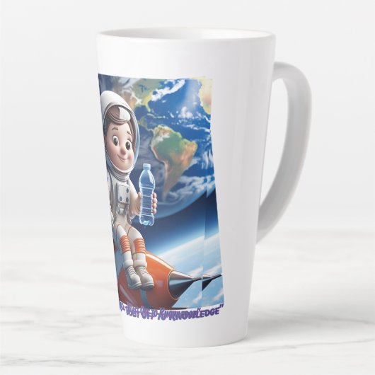 Schattigee Cartoon Astronaut Rocket Kinder Ruimte Latte Mok (Rechterhoek)