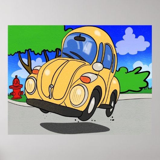 Schattigee Cartoon auto Poster (Voorkant)
