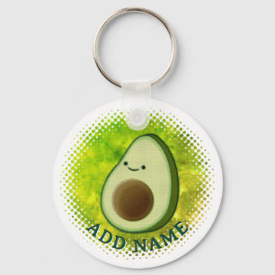 Schattigee Cartoon avocado Waterverf achtergrond Sleutelhanger
