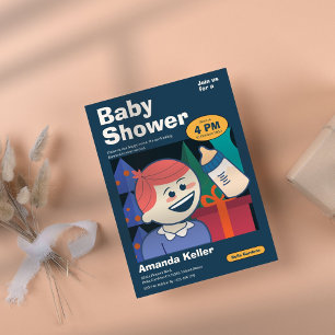 Schattigee Cartoon Baby shower uitnodiging