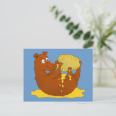 Schattigee Cartoon Beer Honing eten Briefkaart (Staand voorkant)
