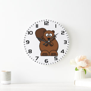 Schattigee Cartoon Bever Funny Woodland Animal Grote Klok