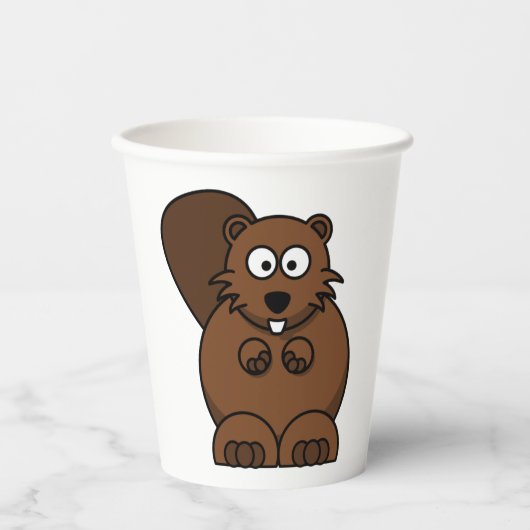 Schattigee Cartoon Bever Funny Woodland Animal Papieren Bekers (Voorkant)