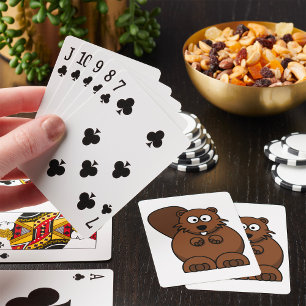 Schattigee Cartoon Bever Funny Woodland Animal Pokerkaarten