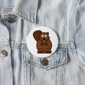 Schattigee Cartoon Bever Funny Woodland Animal Ronde Button 7,6 Cm