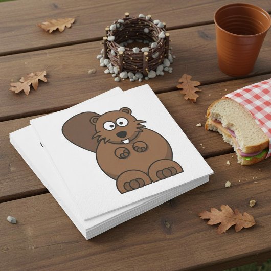 Schattigee Cartoon Bever Funny Woodland Animal Servet