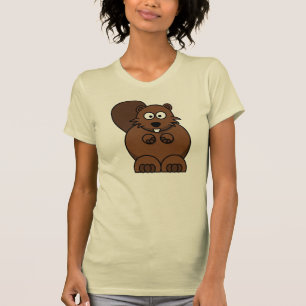 Schattigee Cartoon Bever Funny Woodland Animal T-shirt