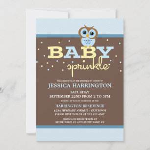 Schattigee Cartoon Blue Owl Baby Sprinkle uitnodig Kaart