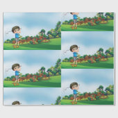 Schattigee Cartoon Boy Golfen Fun Golf Lover Desig Cadeaupapier (Vlak)