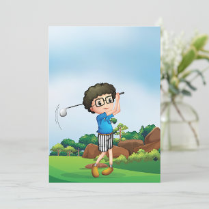 Schattigee Cartoon Boy Golfen Fun Golf Lover Desig Kaart