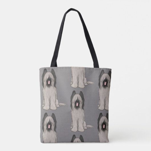 Schattigee Cartoon Briard Dog Pattern Draagtas (Achterkant)