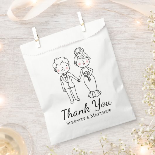 Schattigee Cartoon bruid bruidegom dank u bruiloft Bedankzakje (Geknipt)