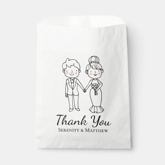 Schattigee Cartoon bruid bruidegom dank u bruiloft Bedankzakje (Voorkant)