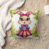 Schattigee Cartoon Bunny in kleurrijke jurk Kussen (Deken)
